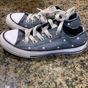 Girls converse size 12 denim polka dot euc